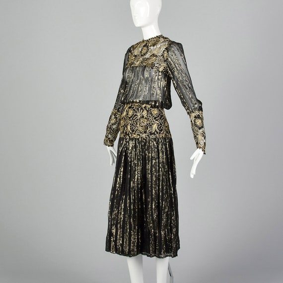 Small Marc Vaughan 1970s Sheer Metallic Gold and … - image 3