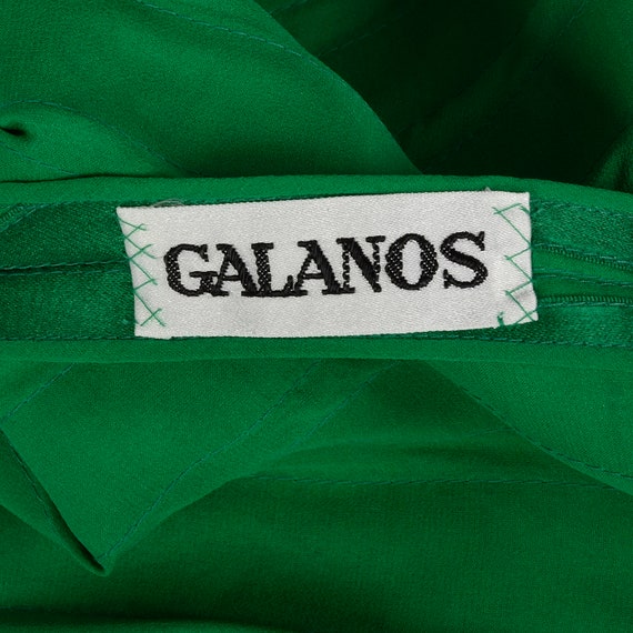 Small Galanos 1980s Emerald Green Silk Dress Vint… - image 10