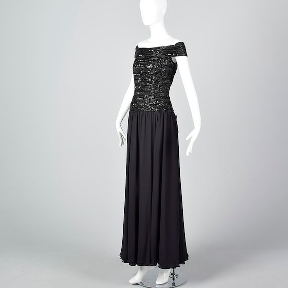 Oleg Cassini Black Tie Off Shoulder Evening Dress… - image 2