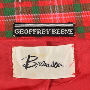 Medium Geoffrey Beene Red Plaid Coat 1960s Swing Coat Heavyweight Winter Jacket image 10