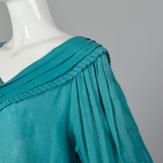 1980s Byblos Teal Tunic Dress Vintage Linen Dress… - image 8