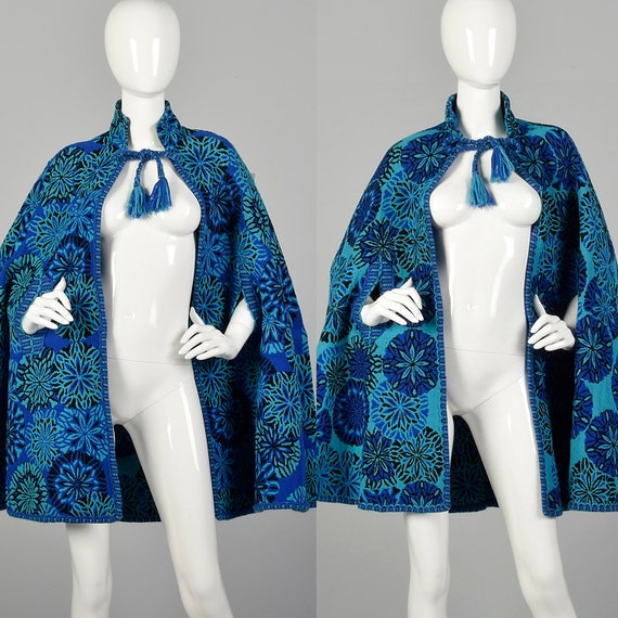 1970s Reversible Tapestry Cape Bohemian Outerwear