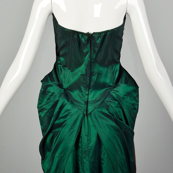 Small 1980s Dress Formal Mermaid Green Taffeta St… - image 7