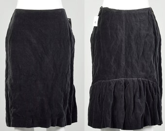 Medium 2005 Skirt Lanvin Winter Collection Ruffle Zip Side Grey Velvet Designer