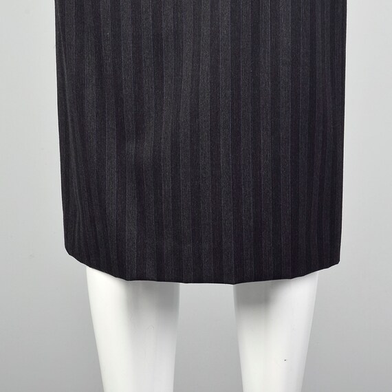 XXS Gucci 1970s Grey Skirt Pinstriped  Pencil Poc… - image 5