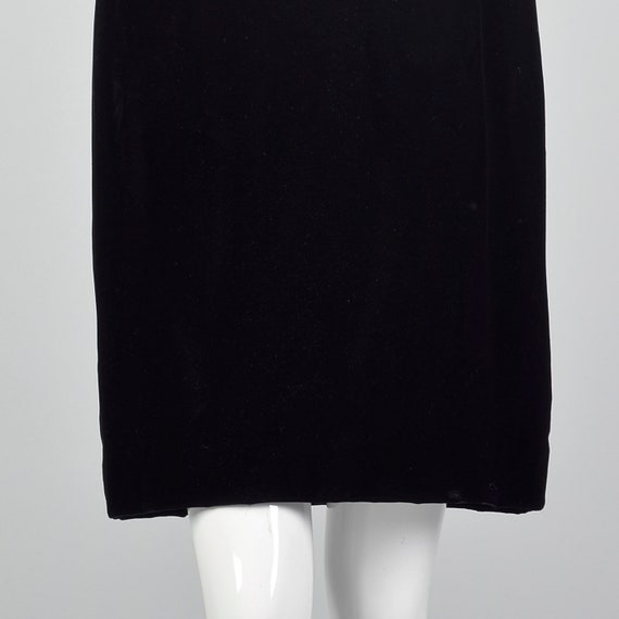Small 1980s Victor Costa Black Velvet Dress Lace … - image 8