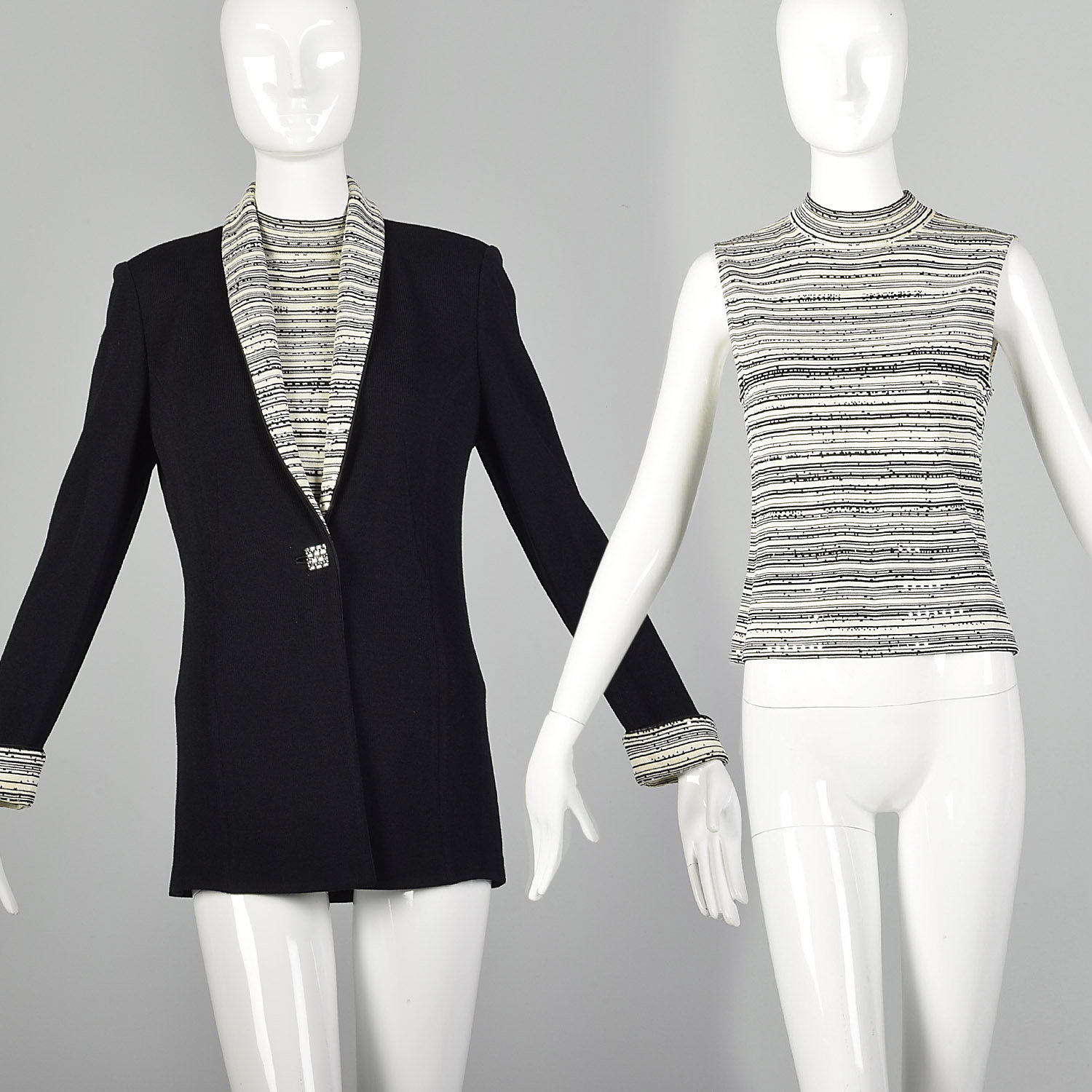 Xs Small St John Evening Jacket Shell Black White Sequins Etsy Ireland