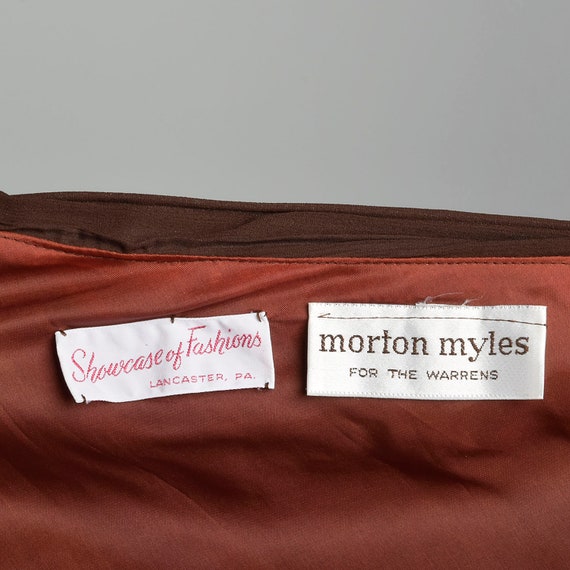XS 1980s Morton Myles Brown Asymmetric Maxi Dress - image 9