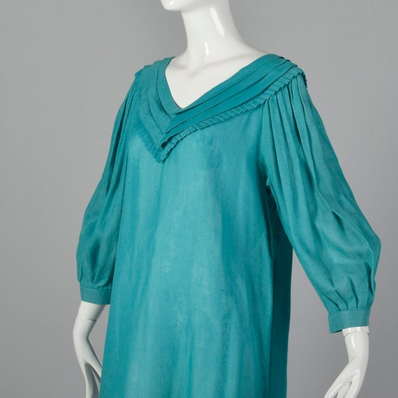 1980s Byblos Teal Tunic Dress Vintage Linen Dress… - image 7