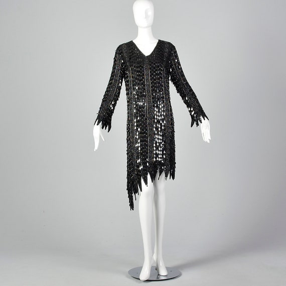 XS Frank Usher Beaded Silk Dress Teardrop Paillet… - image 5