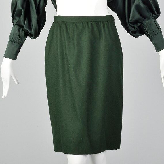 Small Galanos 1980s Green Blouse and Skirt Set Ba… - image 9