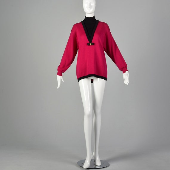 XL Ferragamo Pink Sweater 1990s Designer Turtlene… - image 4