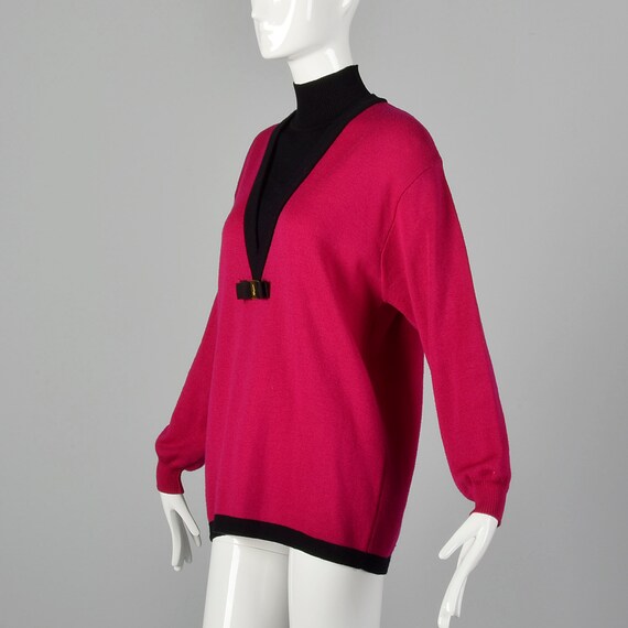 XL Ferragamo Pink Sweater 1990s Designer Turtlene… - image 2