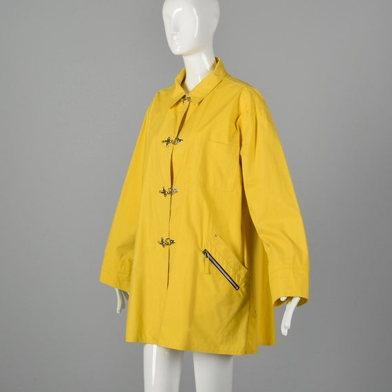 XL Emanuel Ungaro 1990s Rain Coat Vintage Yellow … - image 2