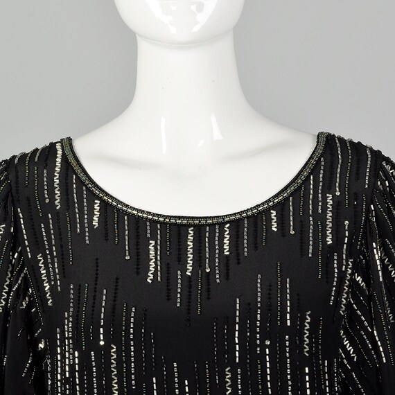 XS 1980s Argenti Black Beaded Dress Pullover Ball… - image 6