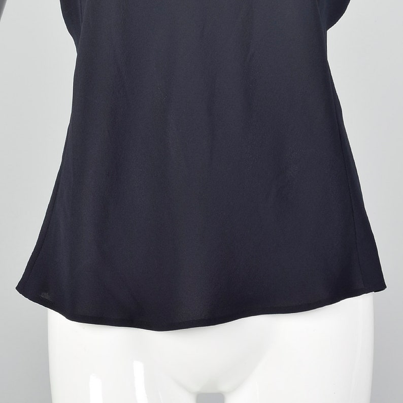 Large Giorgio Armani Sheer Silk Tank Top Lightweight Navy Sleeveless Vintage 1990s Shell Shirt image 6