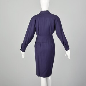 XS Guy Laroche Skirt Suit 1980s Plum Purple Wool Jacket Top Pencil Skirt Two Piece Set image 3