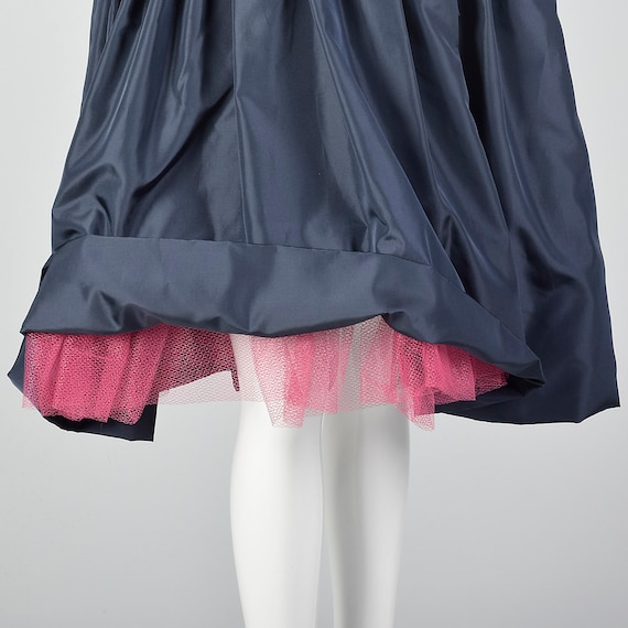 XS Morton Myles Ruched Party Dress Ruffles Navy P… - image 9