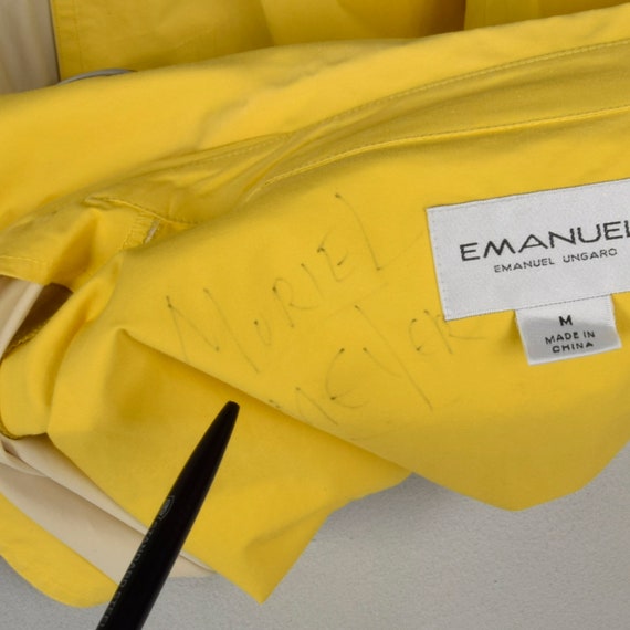 XL Emanuel Ungaro 1990s Rain Coat Vintage Yellow … - image 9