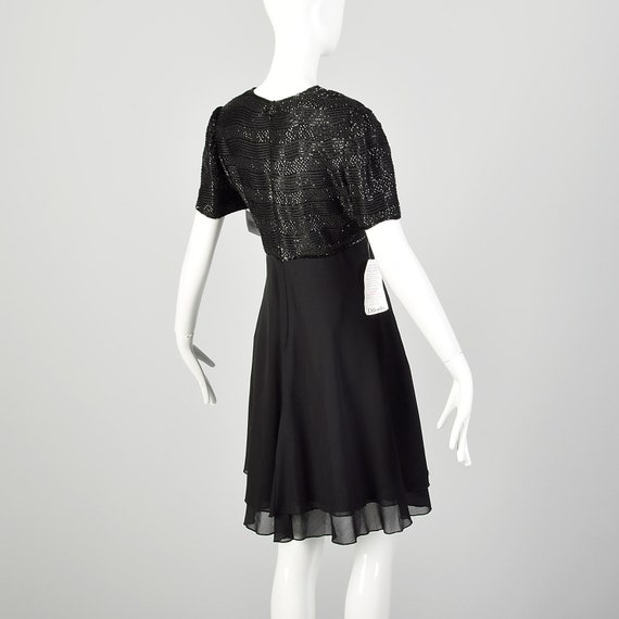 Medium 1990s Little Black Dress Short Sleeve Bead… - image 4