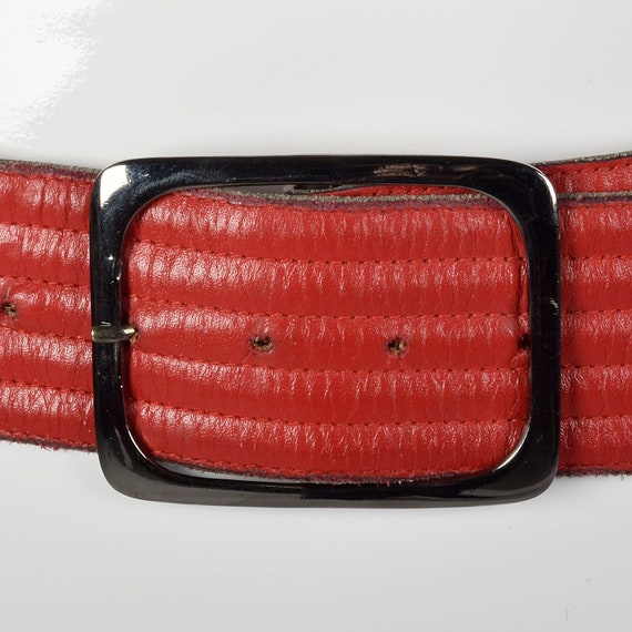 Small Yves Saint Laurent Leather Belt Red Stripes… - image 4