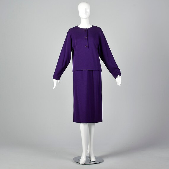 Small Oscar de la Renta Two Piece Set Purple Knit… - image 5