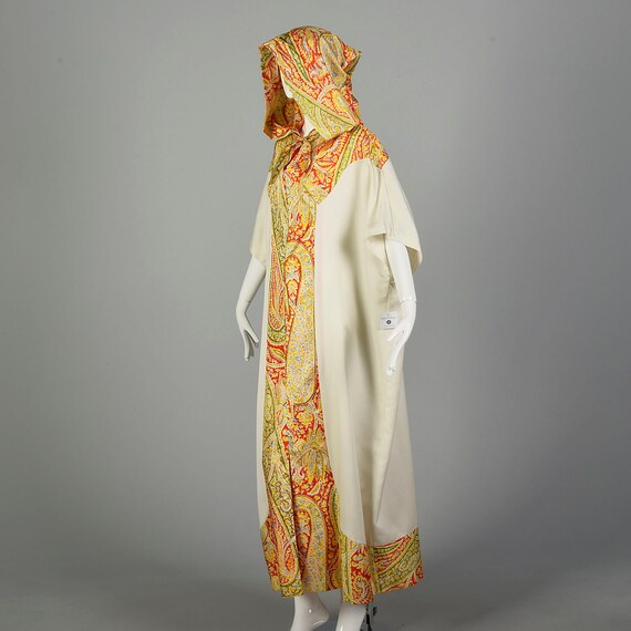 1970s Hooded Bohemian Kaftan Loose Maxi Dress Cas… - image 3