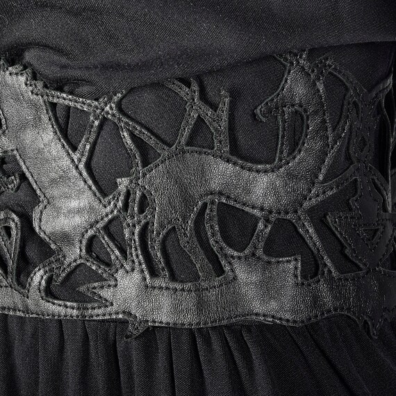 Large Cacharel Black Dress Silk Jersey 1990s Desi… - image 8