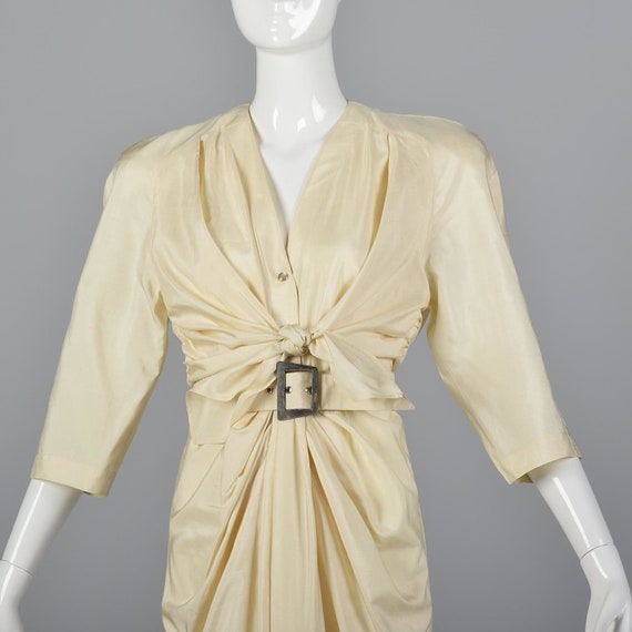 Small Thierry Mugler Draped Silk Dress Summer Dre… - image 4