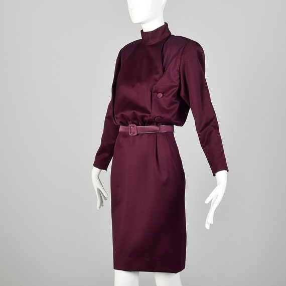 Medium Galanos Purple Dress 1980s Pencil Skirt Mo… - image 2