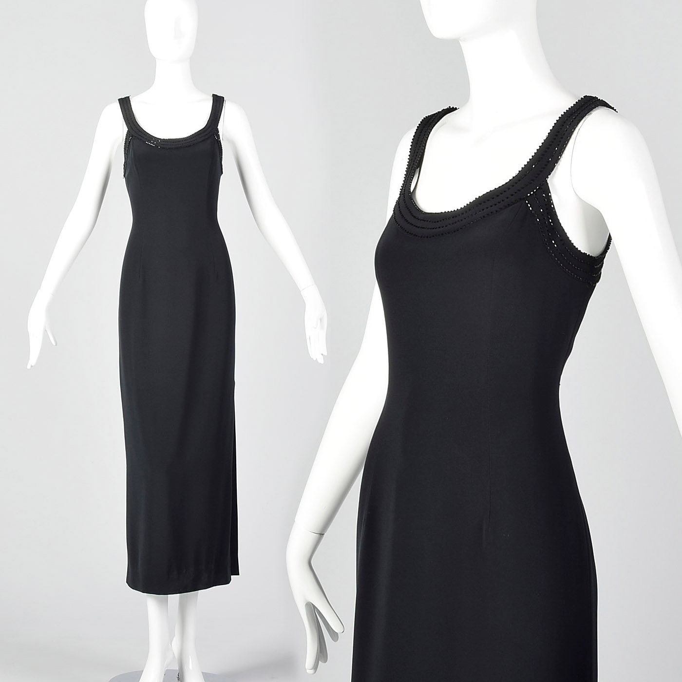 XS Oleg Cassini Black Tie Formal Maxi Dress Long Fitted Pencil - Etsy