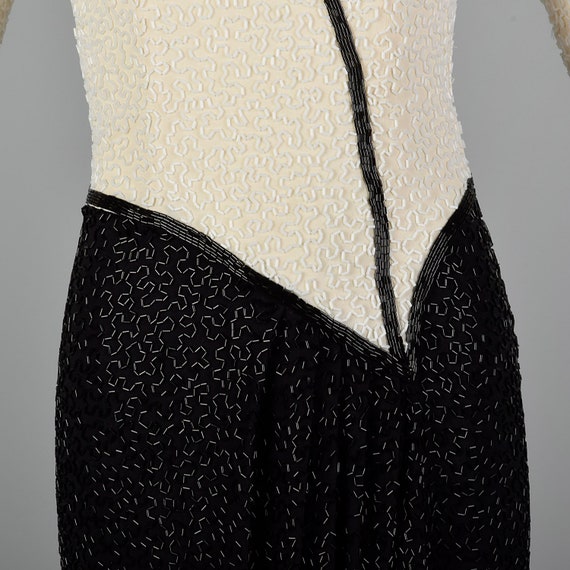 XS Lillie Rubin 1970s Black and White Beaded Gown… - image 8