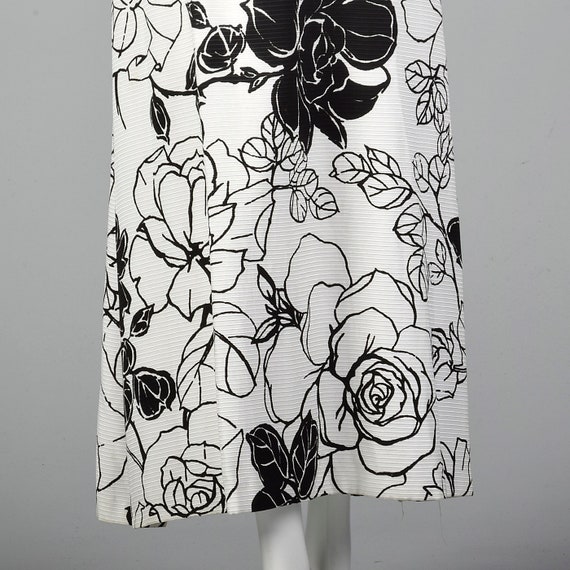 XS 1960s Dress Black White Floral Maxi Empire Wai… - image 7