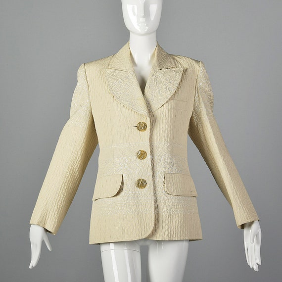 Medium Christian Lacroix Ivory Jacket 1990s Silve… - image 1