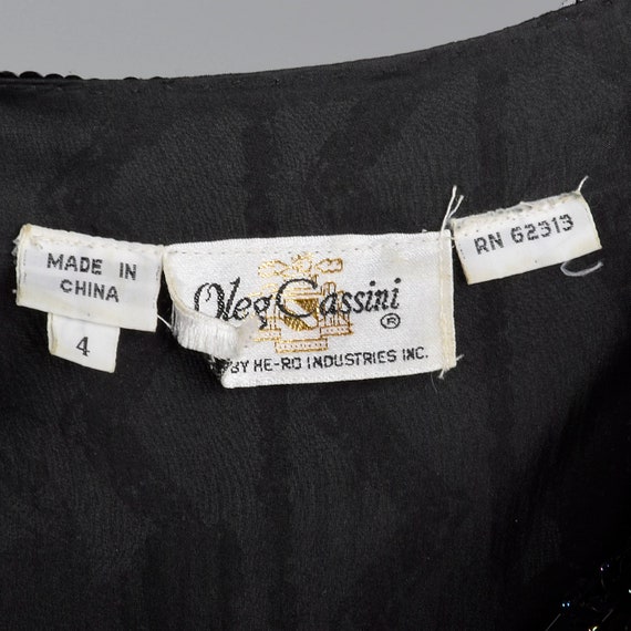 Small Oleg Cassini Dress Black Silk Beaded Dress … - image 10