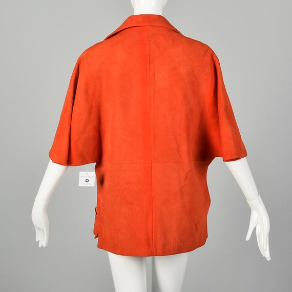 1960s Mod Orange Suede Leather Cape Toggle Closur… - image 3