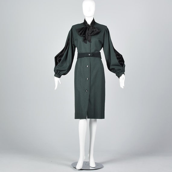 Large Green Pencil Dress Bishop Sleeves James Gal… - image 6