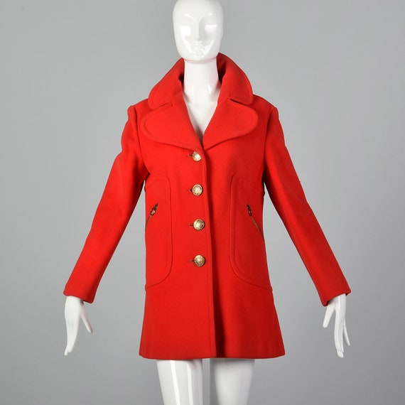 1960s Pierre Cardin Red Coat Mod Designer heavywe… - image 1