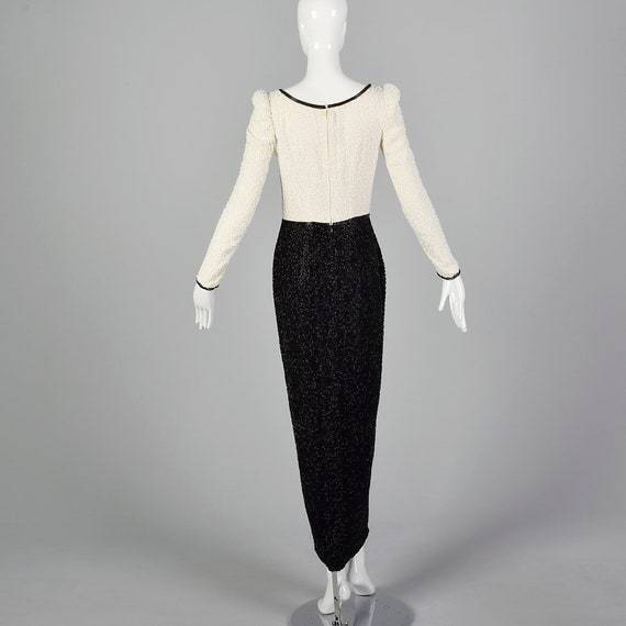 XS Lillie Rubin 1970s Black and White Beaded Gown… - image 3