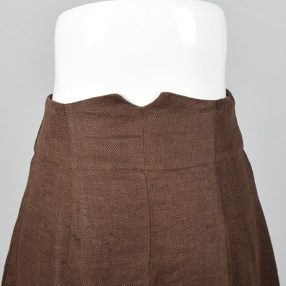 Medium 1990s Brown Linen Skirt Button Front Casua… - image 5