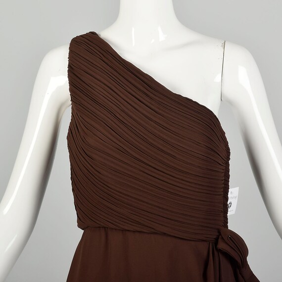 XS 1980s Morton Myles Brown Asymmetric Maxi Dress - image 5