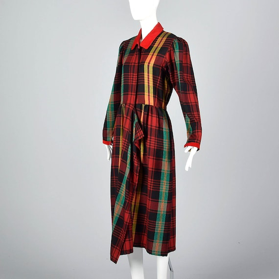 Kenzo Tartan Plaid Wool Dress Avant Garde Grunge … - image 3