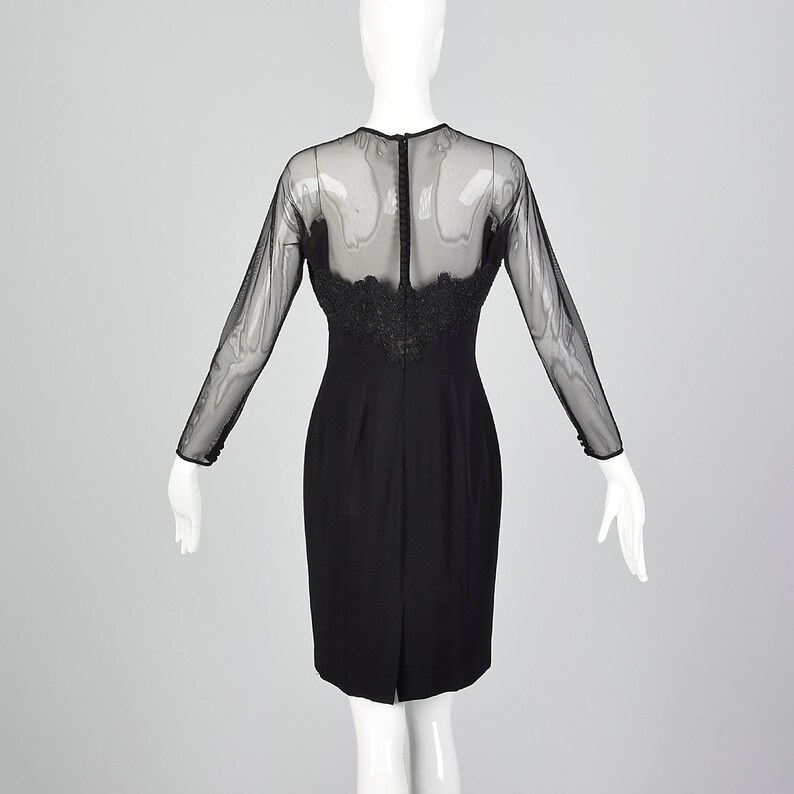 1990s Carmen Marc Valvo Black Dress with Illusion Neckline main image 1