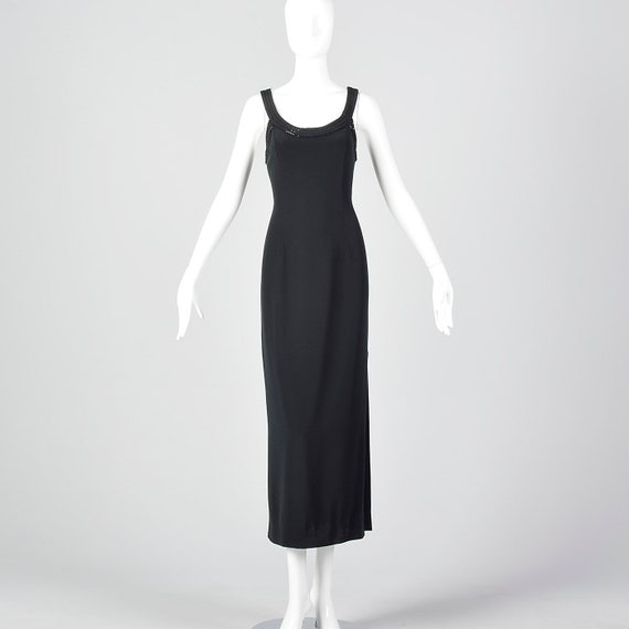 XS Oleg Cassini Black Tie Formal Maxi Dress Long … - image 2