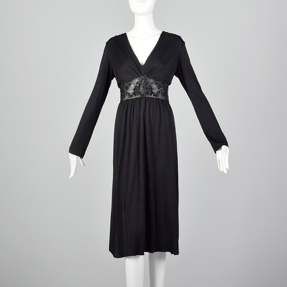 Large Cacharel Black Dress Silk Jersey 1990s Desi… - image 1