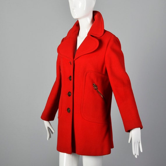 1960s Pierre Cardin Red Coat Mod Designer heavywe… - image 2