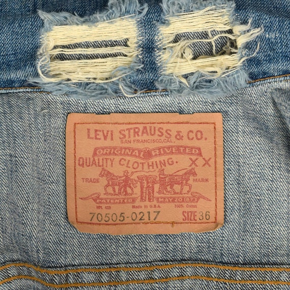 XXS Levis LVC Cotton Denim Vest Pockets Metal But… - image 10