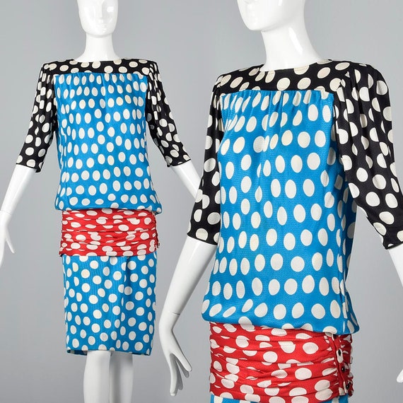 XS Emanuel Ungaro Silk Polka Dot Dress Keyhole Bac