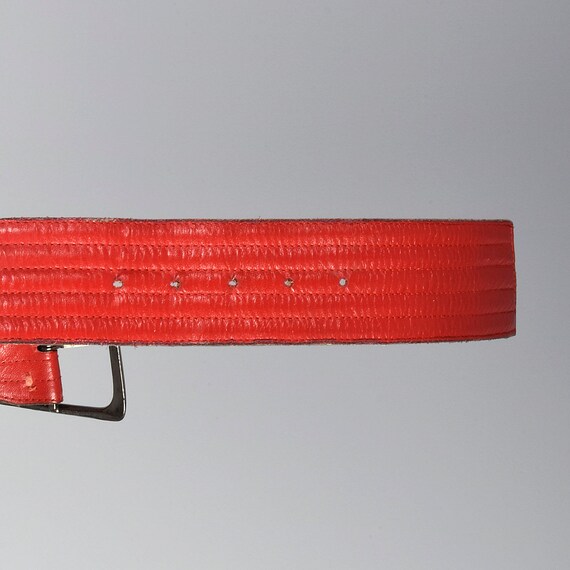 Small Yves Saint Laurent Leather Belt Red Stripes… - image 5