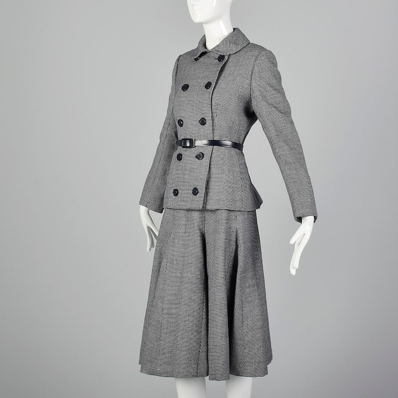 Medium Norman Norell 1970s Wool Skirt Suit Blue and White Tweed Suit ...